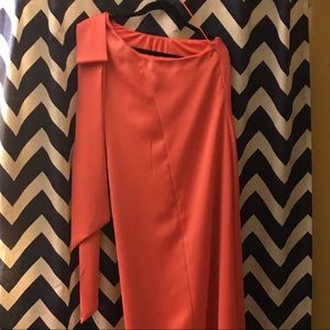 Nicole Miller orange one shoulder dress